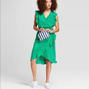 A New Day Faux Wrap Sleeveless Ruffle Midi Dress